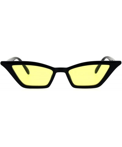 Cat Eye Womens Narrow Goth Cat Eye Vintage Retro Mod Sunglasses - Black Yellow - C418G7T0ZM2 $12.63