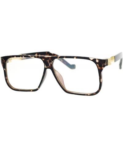 Rectangular Rectangular Flat Top Futurism Retro Racer Eye Glasses - Tortoise - CW12N30R8ZE $24.43