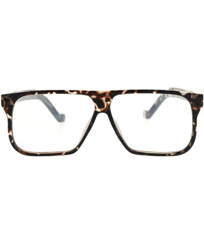 Rectangular Rectangular Flat Top Futurism Retro Racer Eye Glasses - Tortoise - CW12N30R8ZE $10.15