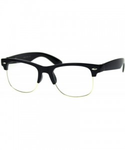 Rectangular Mens Half Rim Nerdy Horned Hipster Clear Lens Eye Glasses - Black Gold - CL18RCWU4R0 $10.56