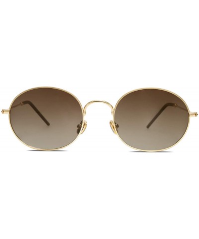 Sport Polarized Oval Sunglasses Vintage Round for Men and Women Metal Frame Tiny Sun SJ1136 - CT18A2C5S49 $14.29