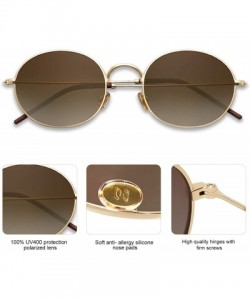 Sport Polarized Oval Sunglasses Vintage Round for Men and Women Metal Frame Tiny Sun SJ1136 - CT18A2C5S49 $14.29