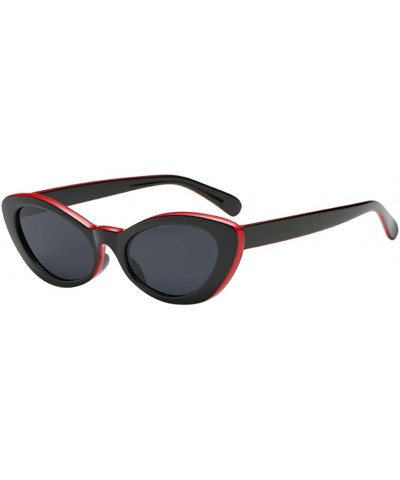 Oversized Women Men Sunglasses-Retro Cat Eye Panelled Sunglasses Eyewear - A - C818GE83M6K $11.43
