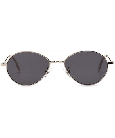 Oval Popular Candy Colors Women Small Oval Sunglasses Metal Frame Fashion Female Red - Red - CE18Y5UA9O6 $18.73
