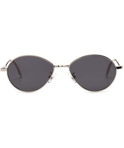 Oval Popular Candy Colors Women Small Oval Sunglasses Metal Frame Fashion Female Red - Red - CE18Y5UA9O6 $18.73