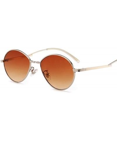 Oval Popular Candy Colors Women Small Oval Sunglasses Metal Frame Fashion Female Red - Red - CE18Y5UA9O6 $18.73