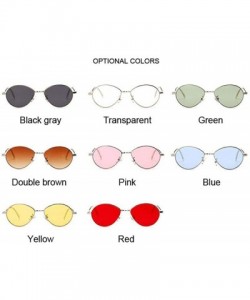 Oval Popular Candy Colors Women Small Oval Sunglasses Metal Frame Fashion Female Red - Red - CE18Y5UA9O6 $18.73