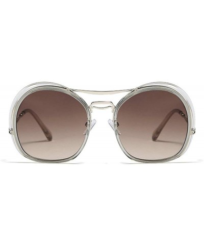 Oval irregular Eyewear Sunglasses Designer Transparent - Clear&brown - C918XCX2OHW $27.38