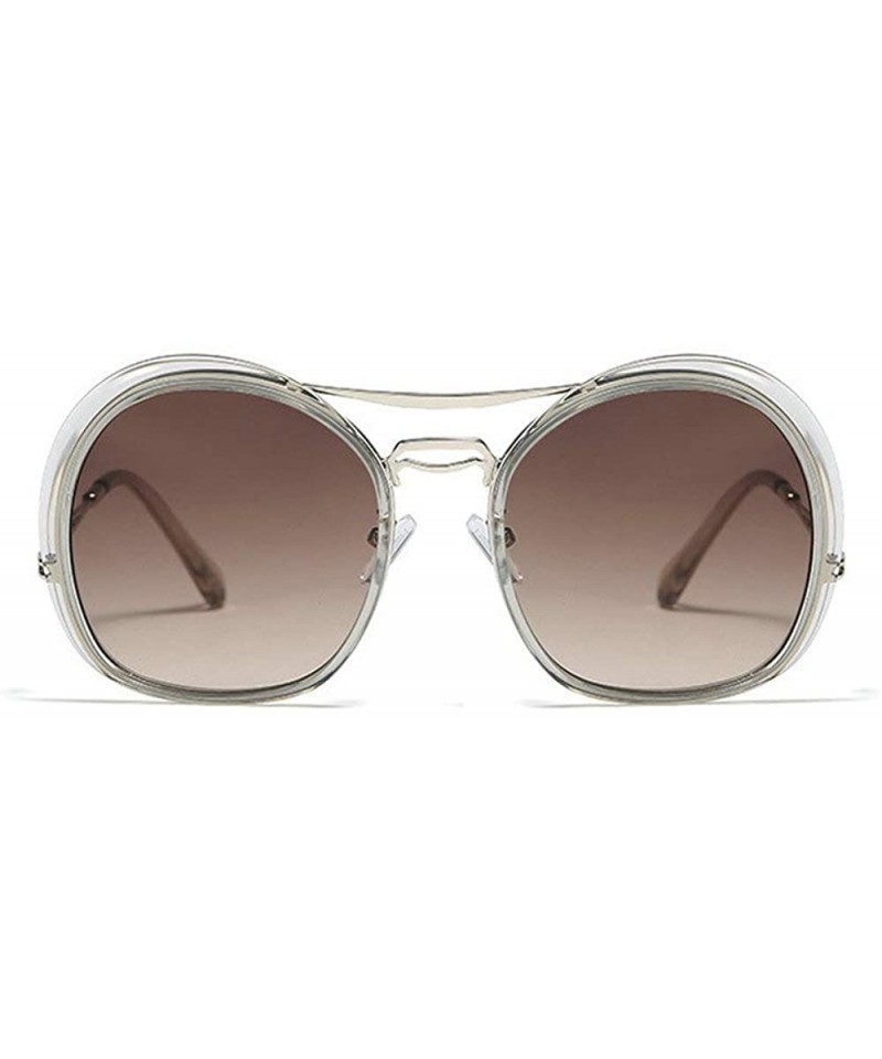 Oval irregular Eyewear Sunglasses Designer Transparent - Clear&brown - C918XCX2OHW $28.05