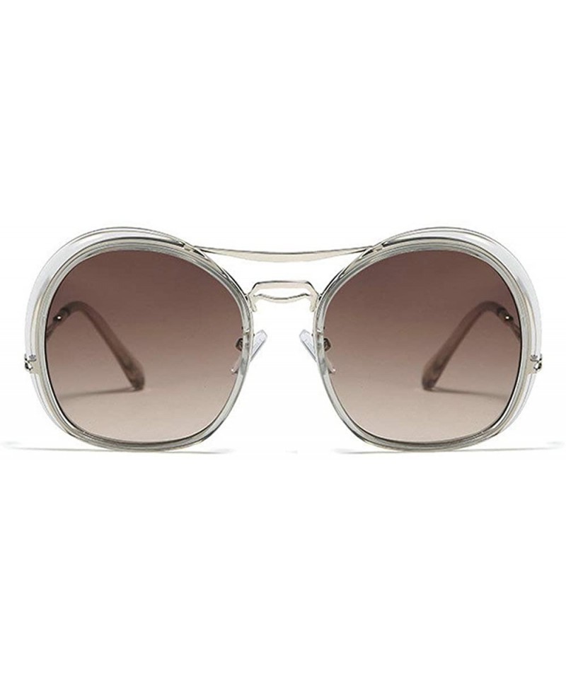 Oval irregular Eyewear Sunglasses Designer Transparent - Clear&brown - C918XCX2OHW $15.03