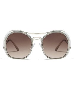 Oval irregular Eyewear Sunglasses Designer Transparent - Clear&brown - C918XCX2OHW $28.05