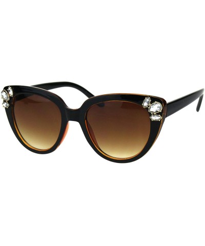 Butterfly Womens Rhinestone Sunglasses Butterfly Cateye Fashion Eyewear UV 400 - Black Brown (Brown) - C118KKKQXKD $24.01