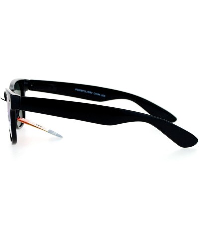 Wayfarer Mirrored Mirror Polarized Lens Horned Sunglasses - Black Blue - CX12DGGLB95 $12.16