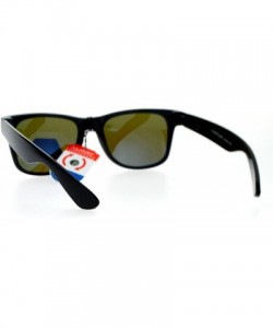 Wayfarer Mirrored Mirror Polarized Lens Horned Sunglasses - Black Blue - CX12DGGLB95 $12.16