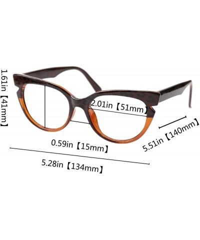 Oversized Womens Hit Color Grid Pattern Cat Eye Reading Glass Eyeglass Frame - Tea - CX18IHTZEN0 $10.43