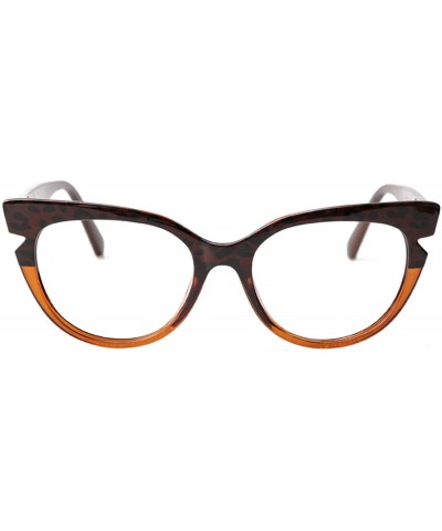 Oversized Womens Hit Color Grid Pattern Cat Eye Reading Glass Eyeglass Frame - Tea - CX18IHTZEN0 $10.43