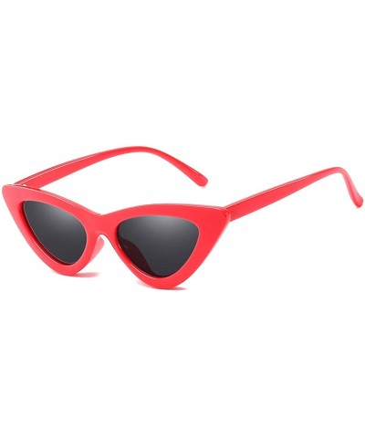 Goggle Retro Vintage Trendy Cat Eye Sunglasses For Women Clout Goggles Plastic Frame Glasses - Red&grey - CC18H7K95ZR $7.92