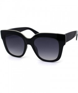 Rectangular Womens Thick Horn Rim Chic Diva Retro Fashion Sunglasses - Black Silver Smoke - CR1977DG6NR $10.57