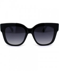 Rectangular Womens Thick Horn Rim Chic Diva Retro Fashion Sunglasses - Black Silver Smoke - CR1977DG6NR $10.57