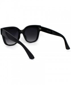 Rectangular Womens Thick Horn Rim Chic Diva Retro Fashion Sunglasses - Black Silver Smoke - CR1977DG6NR $10.57