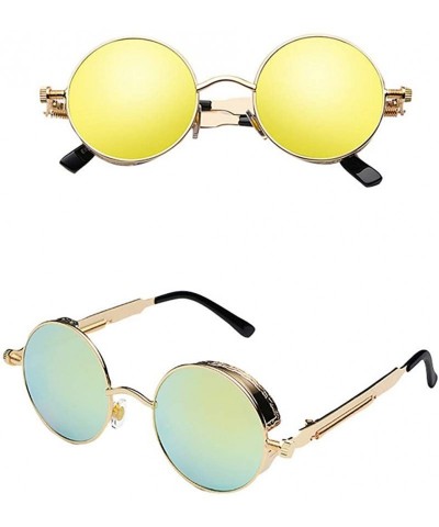 Wrap Men's and women's universal classic steampunk sunglasses sunglasses - Yellow/1 - C818T4XLSDG $10.43