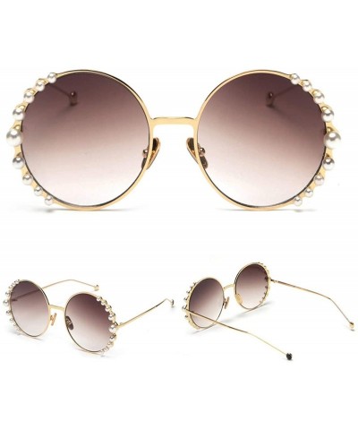 Sport 2019 Pearl Sunglasses Women Alloy Fe Round Sun Glasses Female Luxury Brand Black Pink Metal Shades - 6 - C618W80AL0M $3...