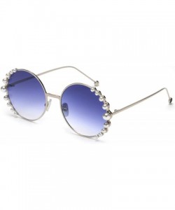 Sport 2019 Pearl Sunglasses Women Alloy Fe Round Sun Glasses Female Luxury Brand Black Pink Metal Shades - 6 - C618W80AL0M $1...