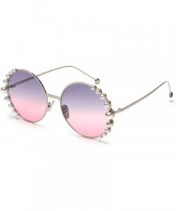 Sport 2019 Pearl Sunglasses Women Alloy Fe Round Sun Glasses Female Luxury Brand Black Pink Metal Shades - 6 - C618W80AL0M $1...