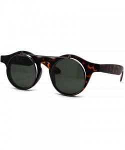 Round Retro Round Circle Lens Flip Up Hipster Keyhole Sunglasses - Matte Tortoise Gunmetal Green - CM196II4U7O $12.43