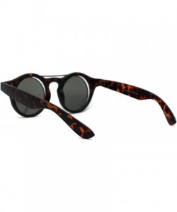 Round Retro Round Circle Lens Flip Up Hipster Keyhole Sunglasses - Matte Tortoise Gunmetal Green - CM196II4U7O $12.43