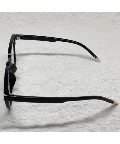 Square Retro Nerd Geek Oversized Eye Glasses Horn Rim Framed Clear Lens Spectacles - Black 53878 - CJ18ZIN9G62 $12.30