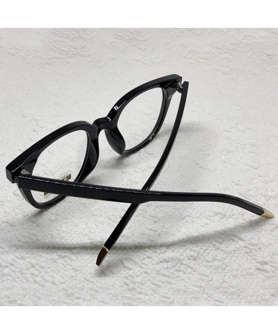 Square Retro Nerd Geek Oversized Eye Glasses Horn Rim Framed Clear Lens Spectacles - Black 53878 - CJ18ZIN9G62 $12.30