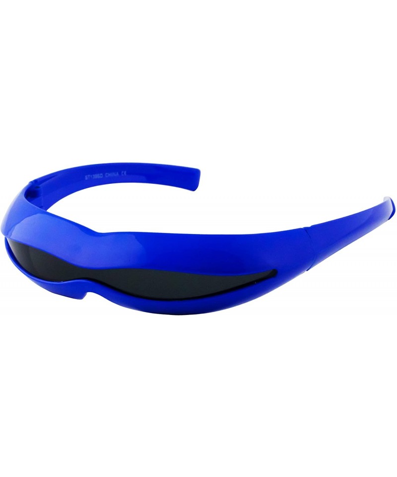 Aviator Futuristic Space Robot Alien Rave DJ Costume Party Cyclops Shield Sun Glasses for Women & Men - Blue - Black - CO18U2...