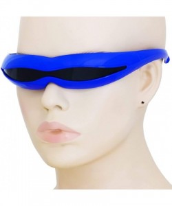 Aviator Futuristic Space Robot Alien Rave DJ Costume Party Cyclops Shield Sun Glasses for Women & Men - Blue - Black - CO18U2...
