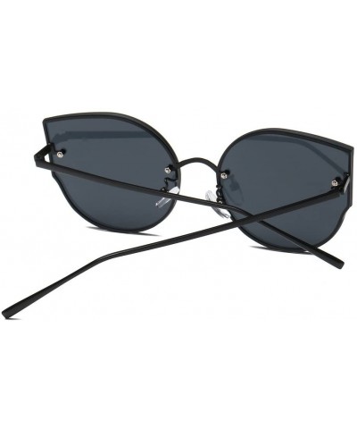 Oversized 2019 Fashion! Retro Glasses-Womens Vintage Cat Eye Sunglasses Mirror Stylish Brand Classic Eyewear (Black) - CL18RX...
