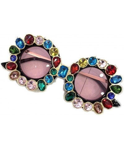 Oval Round Oversized Rhinestone Sunglasses for Women Diamond Shades - B - C518RWKZTER $20.53