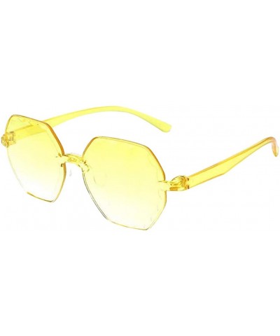 Rectangular Aluminum Magnesium Frame Polarized Sunglasses Spring Temple Sun Glasses - Yellow - C8199ALX2WX $9.62