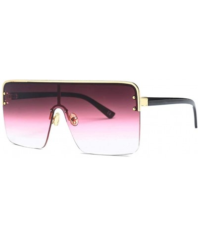 Square Oversized Sunglasses for Men Windproof Semi-rimless Women Sun Glasses Fashion - Purple Red - C818IS939HC $12.62