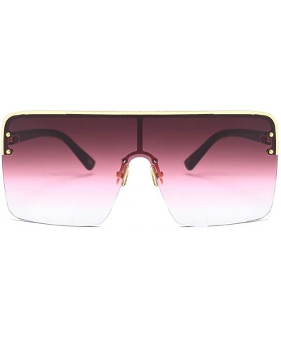 Square Oversized Sunglasses for Men Windproof Semi-rimless Women Sun Glasses Fashion - Purple Red - C818IS939HC $12.62