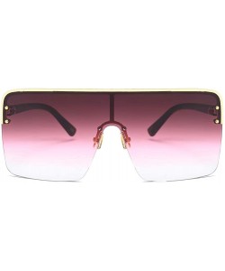 Square Oversized Sunglasses for Men Windproof Semi-rimless Women Sun Glasses Fashion - Purple Red - C818IS939HC $12.62