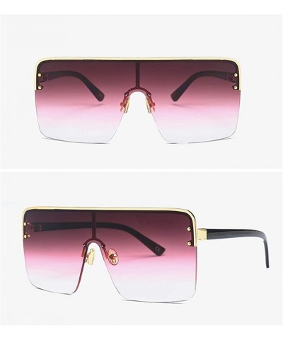 Square Oversized Sunglasses for Men Windproof Semi-rimless Women Sun Glasses Fashion - Purple Red - C818IS939HC $12.62