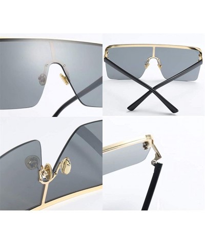 Square Oversized Sunglasses for Men Windproof Semi-rimless Women Sun Glasses Fashion - Purple Red - C818IS939HC $12.62