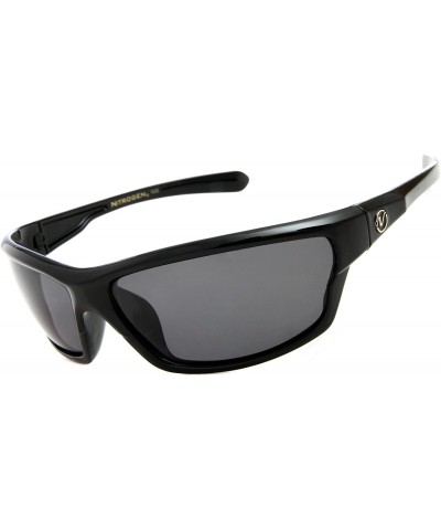Square Men's Rectangular Sports Wrap 65mm Polarized Sunglasses - Black - C9196WK2GZ0 $17.04