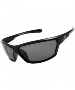 Square Men's Rectangular Sports Wrap 65mm Polarized Sunglasses - Black - C9196WK2GZ0 $11.05