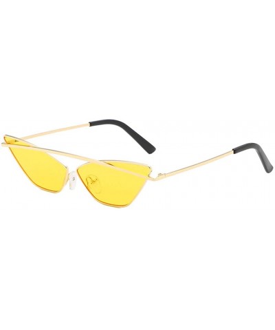 Cat Eye Women Fashion Cat Eye Shade Sunglasses Stylish Retro Vintage Summer Sun Glasses - Yellow - CC18TUW7RYH $9.73