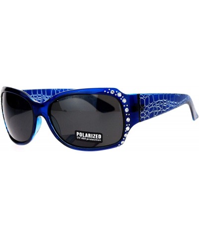 Rectangular Anti Glare Polarized Womens Rhinestone Plastic Rectangular Butterfly Sunglasses - Blue - CP11SOL4QQX $14.59