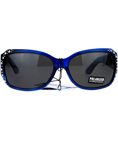 Rectangular Anti Glare Polarized Womens Rhinestone Plastic Rectangular Butterfly Sunglasses - Blue - CP11SOL4QQX $14.59