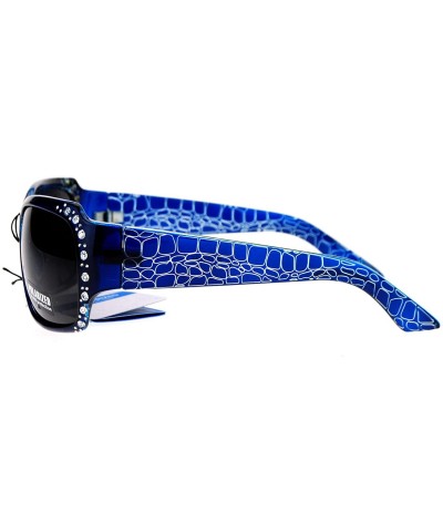Rectangular Anti Glare Polarized Womens Rhinestone Plastic Rectangular Butterfly Sunglasses - Blue - CP11SOL4QQX $14.59