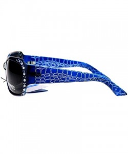 Rectangular Anti Glare Polarized Womens Rhinestone Plastic Rectangular Butterfly Sunglasses - Blue - CP11SOL4QQX $14.59