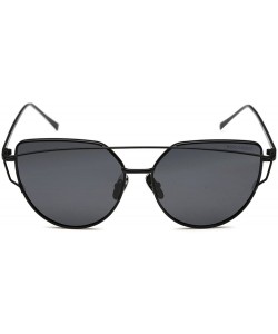 Round Polarized Cat Eye Women Street Fashion Metal Full Frame Flat Mirrored Lens UV Protection Sunglasses - CS183GH39O0 $8.98